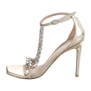 Stuart Weitzman Stardust 100 Crystal Sandal in Gold, US 8, EU 38.5